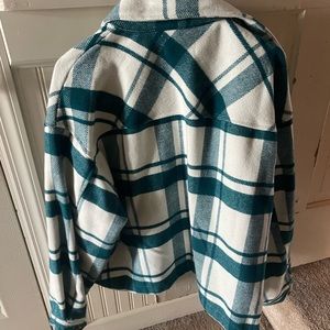 Large green and white plaid shirt